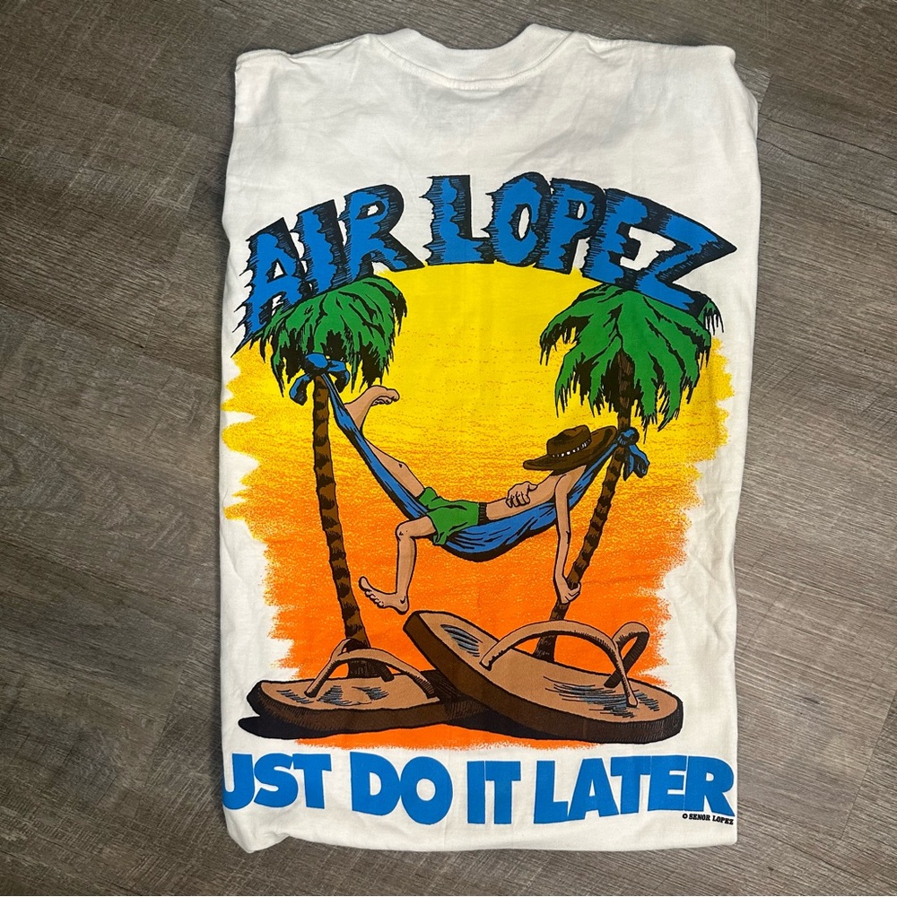 VINTAGE Air Lopez Just Do It Later tee size Large NWT